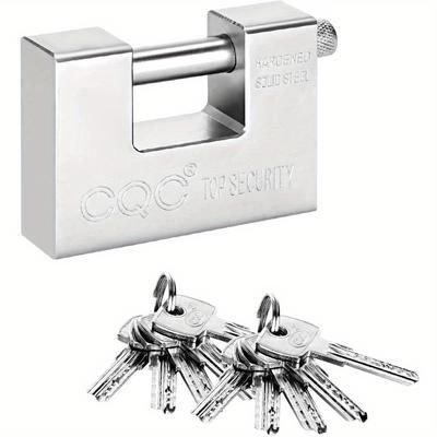 TEMU 10 Keys Heavy Duty Padlock 9.4x7x2.9cm Warehouse Container Security Lock Padlock Outdoor For Garage Shutter Padlock Gate Chain Gates Garages