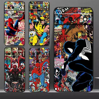 Superhero Spider-Man Marvel Phone Case For Google Pixel 9 8 7 Pro 6 Pro 6A 5A 5 4 4A XL 5G Black