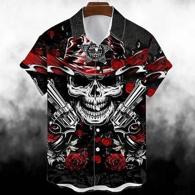 Halloween Scheletro Teschio Zucca Camicie Hawaiane Camicia Aloha Stampa Per Per uomo Per adulto Halloween Carnevale Mascherata Stampa 3D Feste Halloween