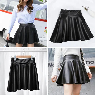 Jupes en Faux cuir pour femmes, Mini jupe courte élastique taille haute, polyvalente pour patineuse, travail, boîte de nuit