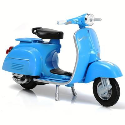 TEMU Vespa 150cc Miniature Scooter Model - 1/18 Scale, Blue Metal Collectible Figurine, Perfect For Souvenir & Cake Topper Gift