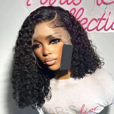 Wiggogo Short Bob Wigs Curly Lace Front Human Hair Wig 13X4 Hd Lace Frontal Wig 4X4 Closure Wigs