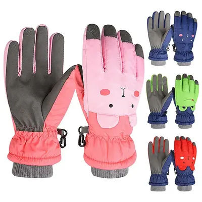 Baby Girls Snow Snowboard Thicken Warm Waterproof Children Skiing Gloves Outdoor Sports Mittens Ski