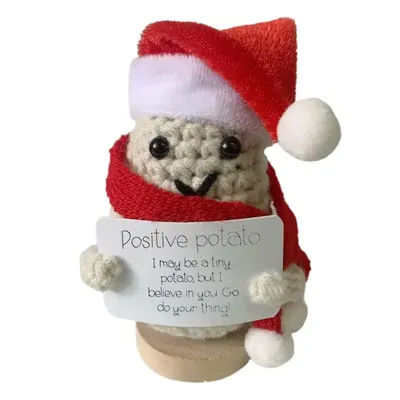 Inspiring Potato Knitted Knitted Potato Toy With Positive Card And Removable Santa Hat Funny Crochet