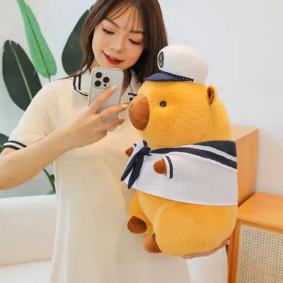 Capybara Plush Navy Sailor Suit Cute Plushies Kawaii Stuffed Animal Soft Comfortable Stuffed Animal