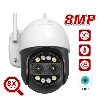 New 2.8mm -12mm 8X Zoom 4K 8MP PTZ WiFi IP Camera 2K 4MP Outdoor AI Human Tracking 2-Way Audio Smart