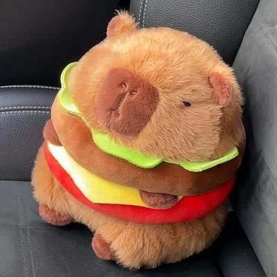 TEMU Capybara Plush Toy In Of A 20cm/7.87inch Hamburger, Capybara Plush Toy In Of A Hamburger, For Birthdays, Thanksgiving, And Christmas