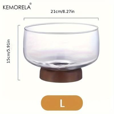 TEMU Kemorela Large Round Glass Salad Bowl - Rust-resistant, Nordic Style Mixing Bowl For Fruits & Desserts - Home Kitchen Or Restaurant