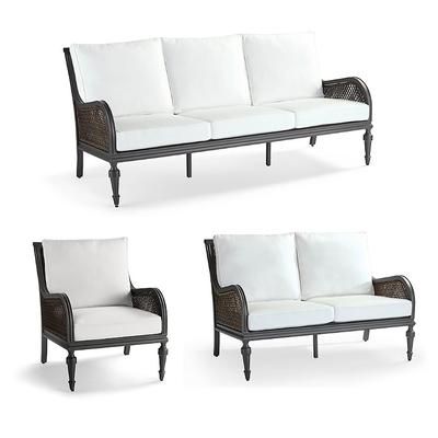 St. Lucia Seating Replacement Cushions - Loveseat, Solid, Cobalt - Frontgate