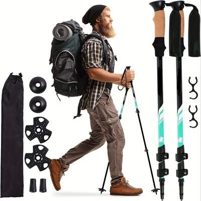 TEMU A Pair Of Outdoor Walking Sticks Lightweight Foldable Walking Sticks 2 Walking Sticks 7075 Aluminum With Cork Handle