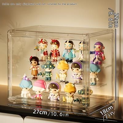 TEMU Acrylic Doll Display Case - Transparent Handheld Storage Box, Desk Organizer For Collectibles & Decor