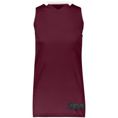 Augusta Sportswear 1732 Athletic Women's Step-Back Basketball Jersey T-Shirt in Maroon/White size XL | Polyester