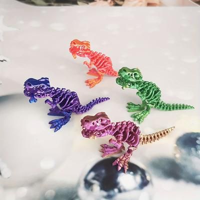 TEMU 4pcs Set Mini Gradient 3d Printed T-rex Skeleton Figurines - Perfect For & Home Decor