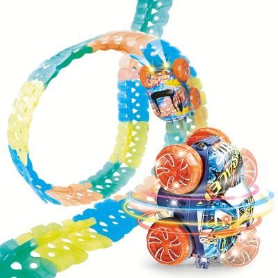 TEMU Race Track Glow In The Dark Toy Set, Kids Light Up Flexible Car Track - Best Birthday Gift For Boys Girls And Toddler 3+ Years Old