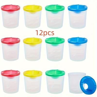TEMU 4pcs/12pcs Painting Washing Cup Art Washing Bucket Watercolor Gouache Nail Art Pen Brush Washing Cup