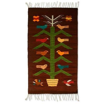 Milpa at Night,'Zapotec Bird Rug (2x3.5)'