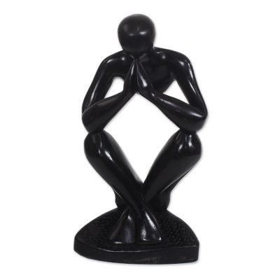 Praying Shadow,'Prayer-Themed Sese Wood Sculpture from Ghana'