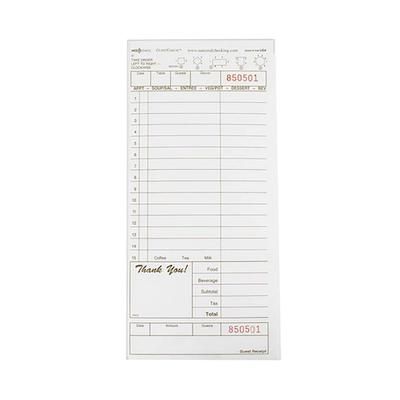 National Checking Company T4932SP Guest Check - 1 Part Booked, 1 Lines, Tan