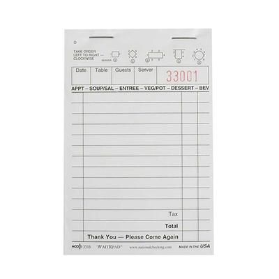 National Checking Company 3516 Guest Check - 1 Part Booked, 1 Lines, White