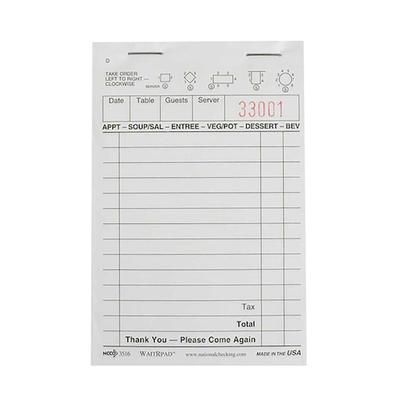 National Checking Company 3516 Guest Check - (1) Part Booked, (13) Lines, White