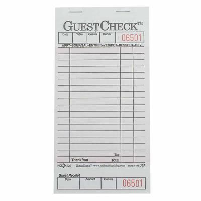 National Checking Company 526 Guest Check - (1) Part Booked, (18) Lines