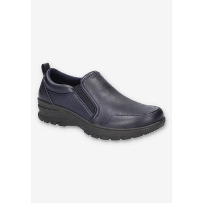 Wide Width Women's Garland Flat by Easy Street in Navy (Size 12 W)