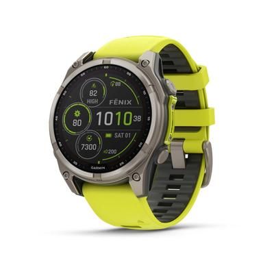 Garmin fenix 8 Solar 47mm GPS Watch Sapphire Titanium with Amp Yellow/Graphite Silicone 010-02906-20