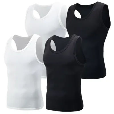 1/3/4 Pieces Men's sleeveless breathable fashion outdoor fitness comfortable shoulder vest men's vest T-shirt classic color