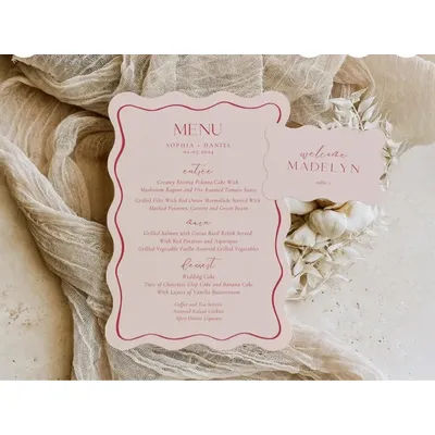 50pcs Luxury Wedding Food Menu Personalize Paper Card Laser Cut Pink Paper Card for Wedding Birthday Party Bar Menu