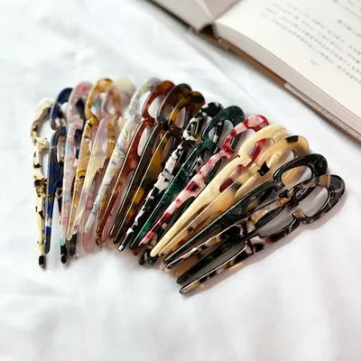Party Gifts Acetate Hair Bun U-Shaped Fshion Design Bun Acetate Meatball Head Hairclip For Woman Girl Hair Accessories