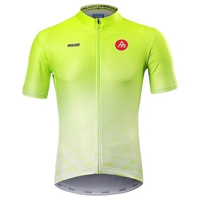 Per uomo Maglia da Ciclismo Sfumatura Manica Corta Bicicletta Maglia con 3 tasche posteriori Strisce Riflettenti Tasca Posteriore Elastico Dislittamento Gli sport Nero Giallo Viola scuro Abbigliamento