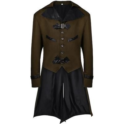 Punk Gotico Medievale Steampunk Cappotto Smoking Trench Vampiro Mago Costume Per uomo Stile Steampunk Halloween Mascherata Performance Adulti Cappotto
