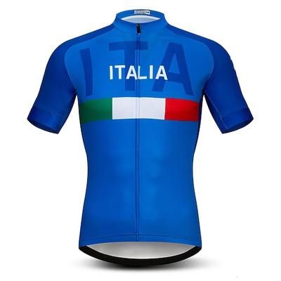 Per uomo Maglia da Ciclismo Grafico Lettere Numeri Italia Manica Corta Bicicletta Maglia Top con 3 tasche posteriori Mountain Bike MTB Ciclismo su strada Asciugatura Rapida Morbido Strisce