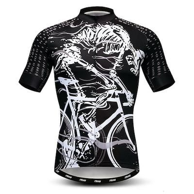 Per uomo Maglia da Ciclismo A Motivi Teschio di zucchero Scheletro Manica Corta Bicicletta Maglia Top con 3 tasche posteriori Mountain Bike MTB Ciclismo su strada Asciugatura Rapida Cerniera Frontale