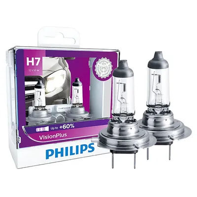 Philips H7 VisionPlus 12V 55W PX26d phare de voiture halogène VP + 60% lampes automobiles lumineuses lumière originale nouvelles ampoules 12972VPS2, 2X