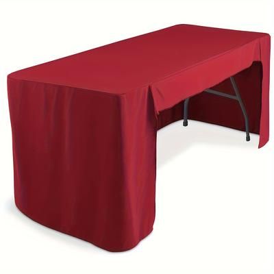 TEMU 6ft Black Rectangular Tablecloth With Open , Washable Polyester Fabric For Folding Tables, Craft Displays, Parties, Weddings, Fabric Tablecloth