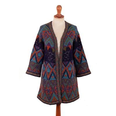 'Open Front Long-Sleeved Knit Baby Alpaca Blend Cardigan'