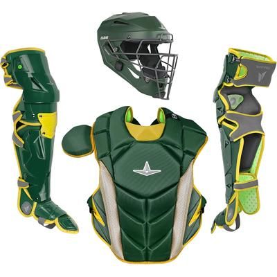 All Star MVP-Pro NOCSAE Certified Adult Baseball Catcher's Set Dark Green/Gold