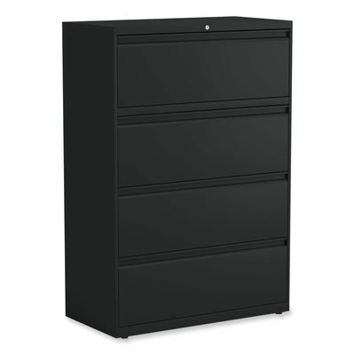 Alera HLF3654BL Lateral File, 4 Legal/Letter-Size File Drawers, Black, 36" x 18" x 52.5" ALEHLF3654BL
