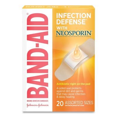 Band Aid 5570 Antibiotic Adhesive Bandages, Assorted Sizes, 20/Box - Box of 20 JOJ5570
