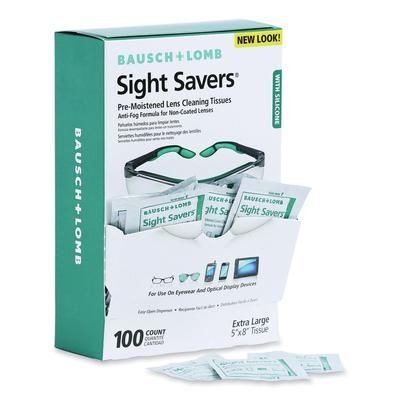 Bausch And Lomb Inc. 8576 Sight Savers Pre-Moistened Anti-Fog Tissues with Silicone, 100/Box - Pack of 100