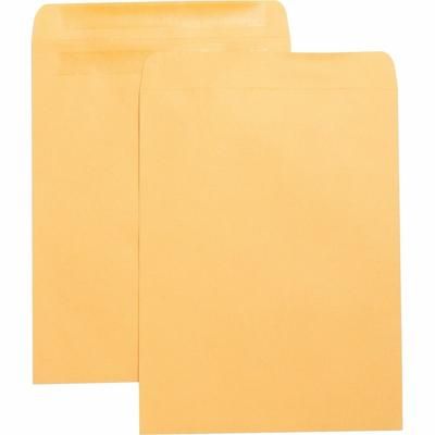 Business Source 42124 Catalog Envelopes, w/Adhesive Strip, Plain, 10" x 13", Kraft - Box of 100 BSN42124