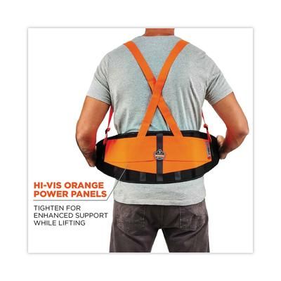 Ergodyne 11883 ProFlex 100HV Economy Hi-Vis Spandex Back Support Brace, Medium, 30" to 34" Waist, Black/Orange, Ships in 1-3 Business Days EGO11883