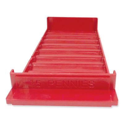 Controltek 560560 Stackable Plastic Coin Tray, Pennies, 3.75 x 11.5 x 1.5, Red, 2/Pack - Pack of 2 CNK560560