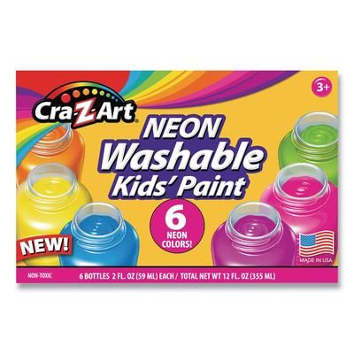 Cra-Z-Art® 106466 Neon Washable Kids' Paint, 6 Assorted Colors, 2 oz, 6/Set CZA106466
