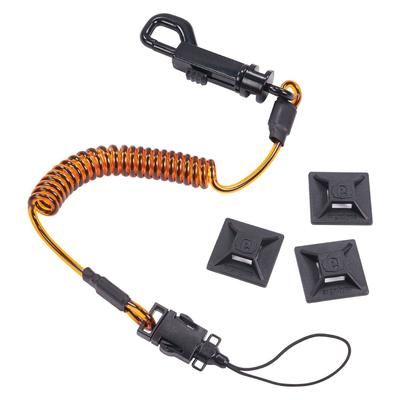 Ergodyne 19160 Squids 3151 Coil Lanyard Swivel Hook/Detachable Loop, Mini Adhesive Mount, 2 lb Max, 12", Black/Orange, Ships in 1-3 Bus Days EGO19160