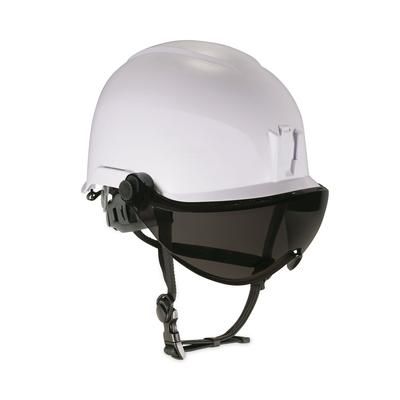 Ergodyne 60216 Skullerz 8974V Class E Safety Helmet w/8991 Visor Kit, Smoke Lens, 6-Pt Ratchet Suspension, White, Ships in 1-3 Business Days EGO60216