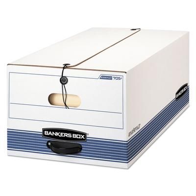 Fellowes 0070503 STOR/FILE Medium-Duty Strength Storage Boxes, Legal Files, 15.25" x 19.75" x 10.75", White/Blue, 4/Carton - Carton of 4 Boxes FEL0070