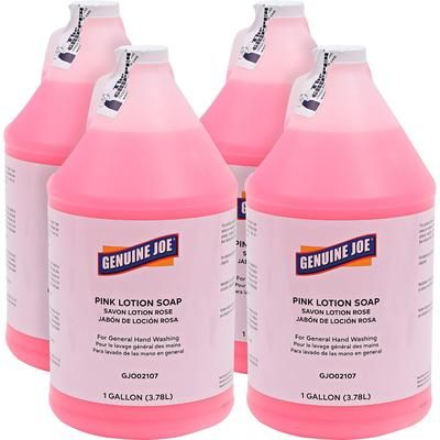 Genuine Joe 02107CT Pink Lotion Soap, 1 gal (3.8 L), Hand, Pink, Rich Lather, 4/Carton - Case of 4 GJO02107CT