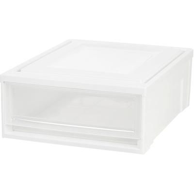 Iris 129770 Stacking Drawer, 22QT, 15-3/4"Wx19-3/5"Lx7"H, 4/CT, White - Case of 4 IRS129770